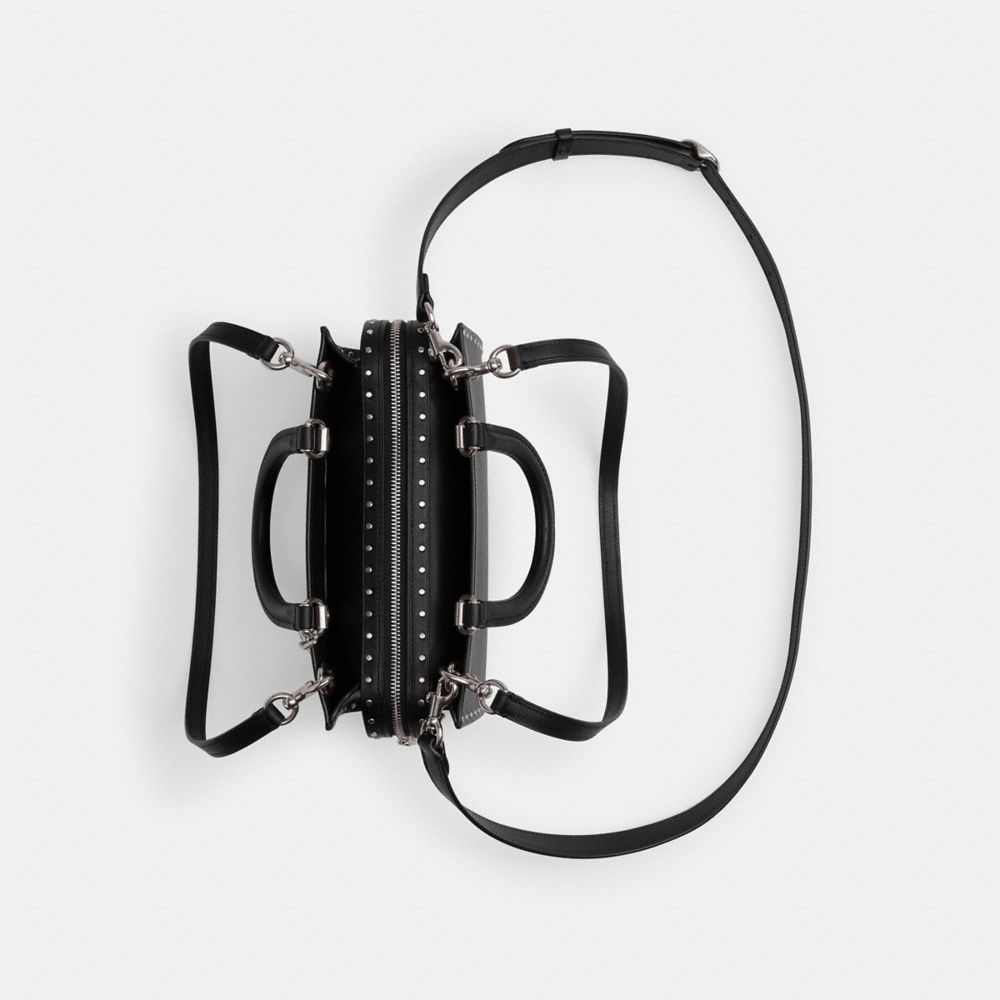 COACH®,Rogue Bag 26 With Rivets,Leather,Crossbody,Logo,Metal,Studded,Compact,Silver Metal,Day Party,Black