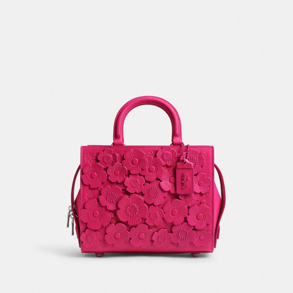 COACH®,ROGUE BAG 25 WITH TEA ROSE,Glovetanned Leather,Medium,Silver/Dragonfruit,Front View
