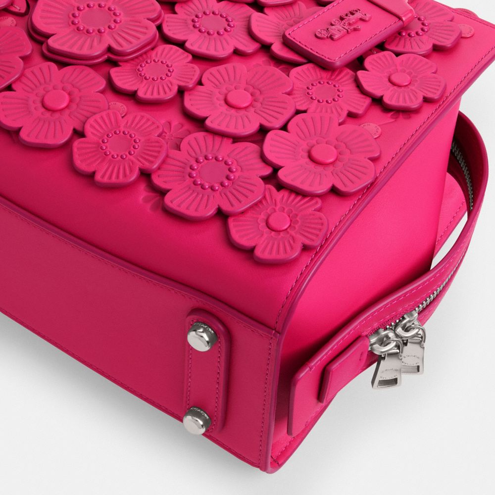 COACH®,Rogue Bag 25 With Tea Rose,Leather,Lining Leather,Crossbody,Applique,Studded,Day Party,Pink,Outsole View