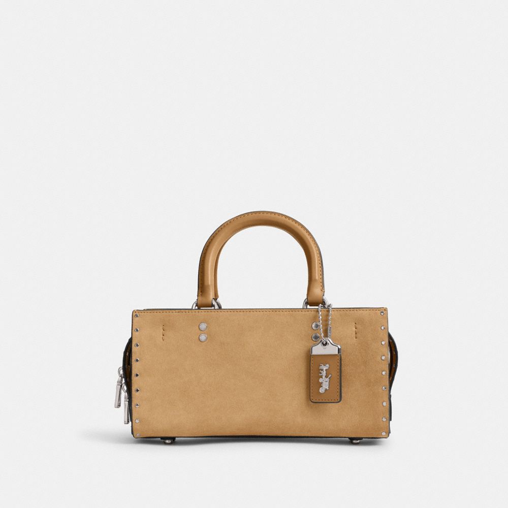 COACH®,ROGUE BAG 26 WITH RIVETS,Silver/Peanut,Front View