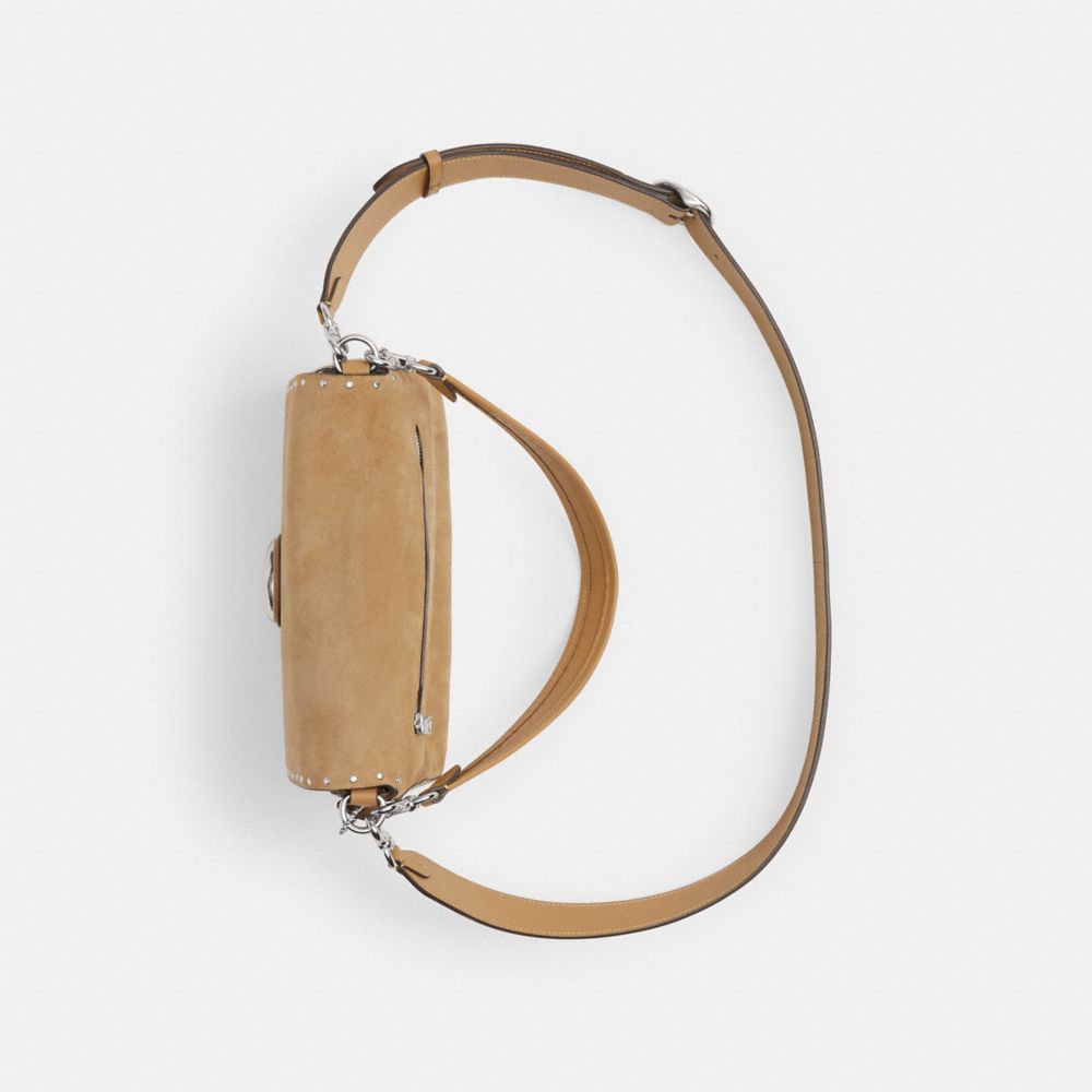 COACH®,Soft Tabby Shoulder Bag With Rivets And Tooling,Leather,Shoulder Bag,Studded,Logo,Metal,Day Party,Brown