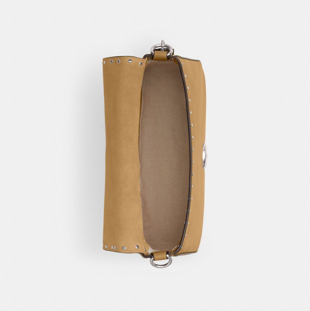 COACH®,Soft Tabby Shoulder Bag With Rivets And Tooling,Leather,Shoulder Bag,Studded,Logo,Metal,Day Party,Brown,Inside View,Top View