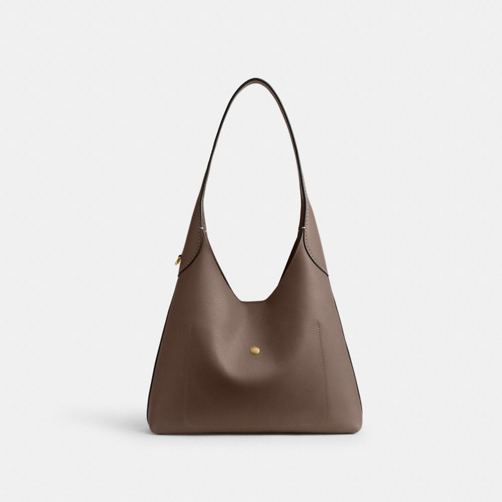 Coach Brooklyn 39 Leather Hobo Bag In Brass/dark Stone