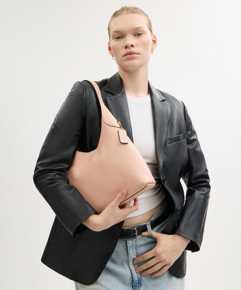 COACH®,Brooklyn Shoulder Bag 28,Leather,Hobo,Logo,Word Embellishment,Embossed,Casual,
