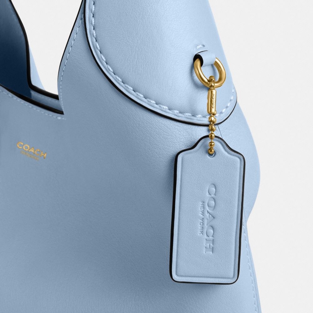 COACH®,Brooklyn Shoulder Bag 28,Leather,Hobo,Logo,Embossed,Word Embellishment,Casual,Blue,Closer View