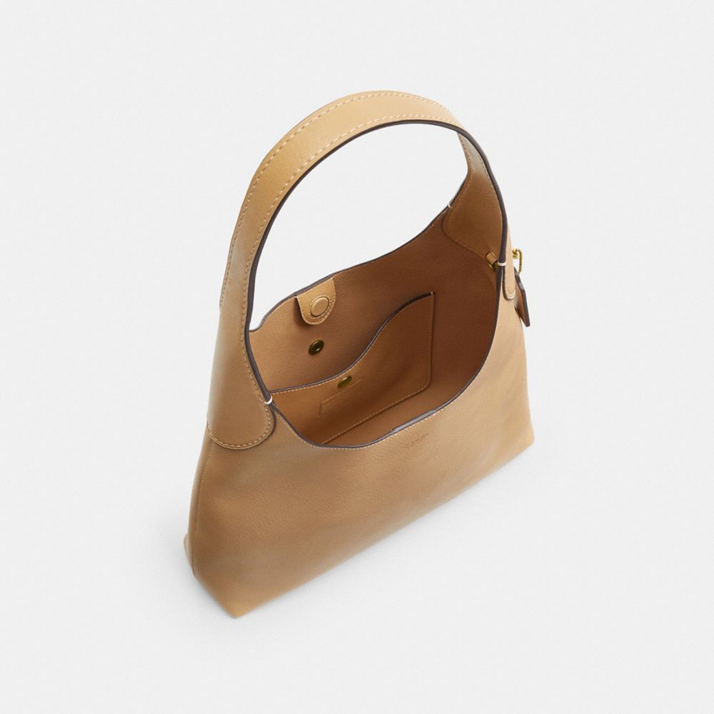 COACH®,Brooklyn Shoulder Bag 28,Leather,Hobo,Logo,Engraved Detail,Casual,Beige,Inside View,Top View