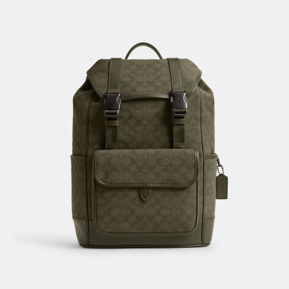 COACH League Flap Backpack In Signature Canvas Jacquard