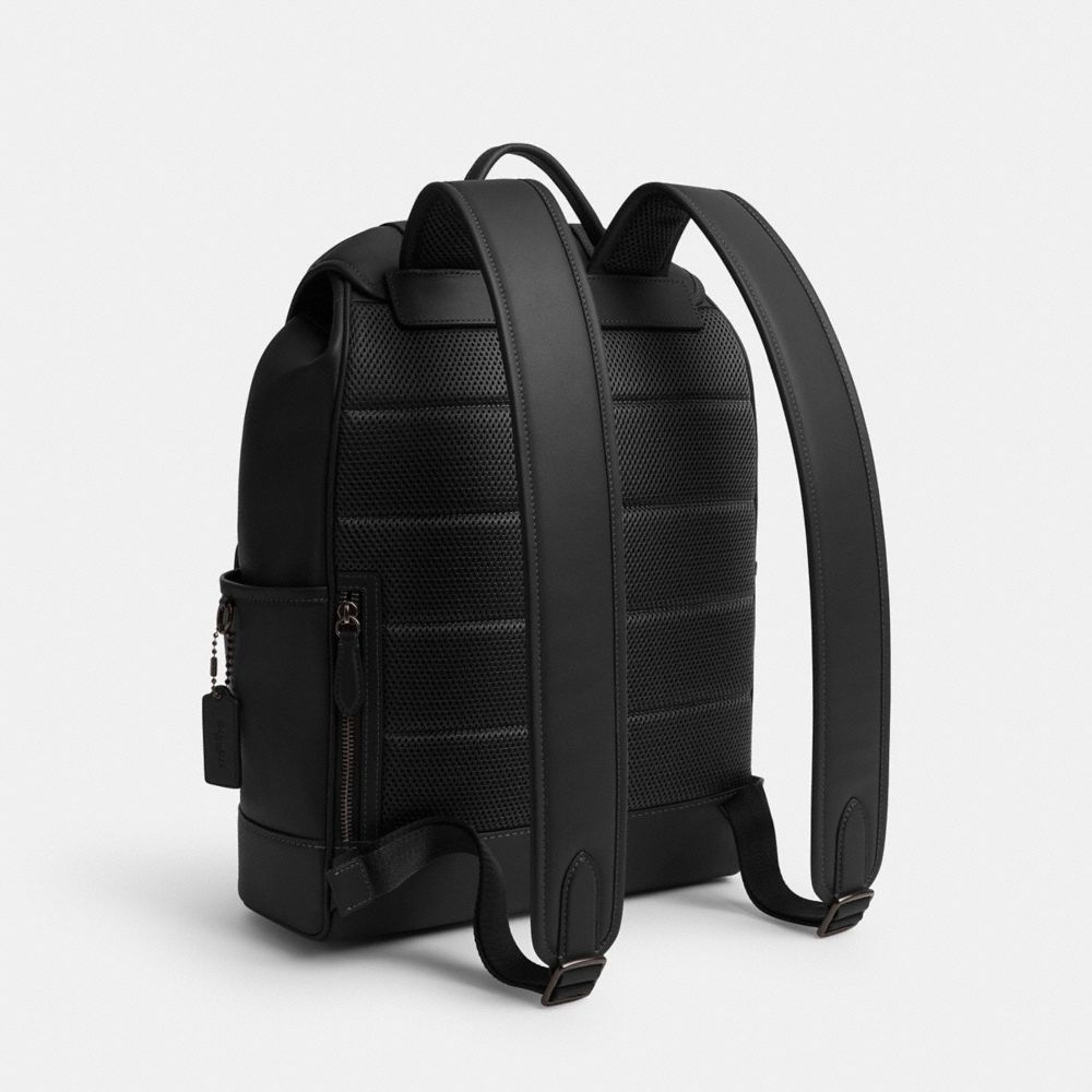 COACH®,LEAGUE FLAP BACKPACK,X-Large,Black,Angle View