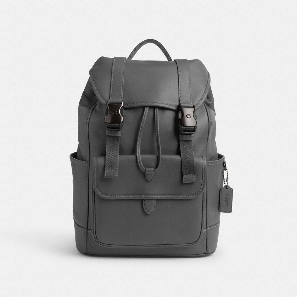 Coach League Flap Backpack In Charcoal
