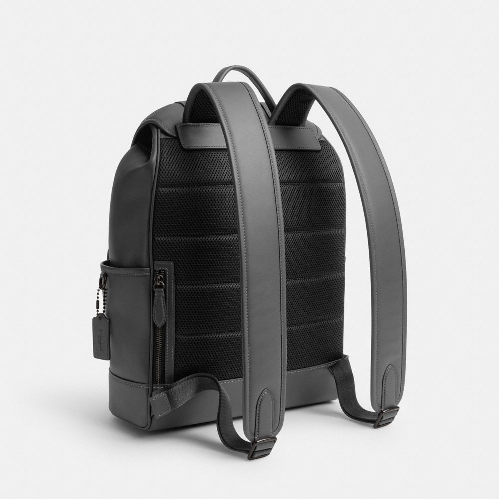 Coach League Flap Backpack In Charcoal