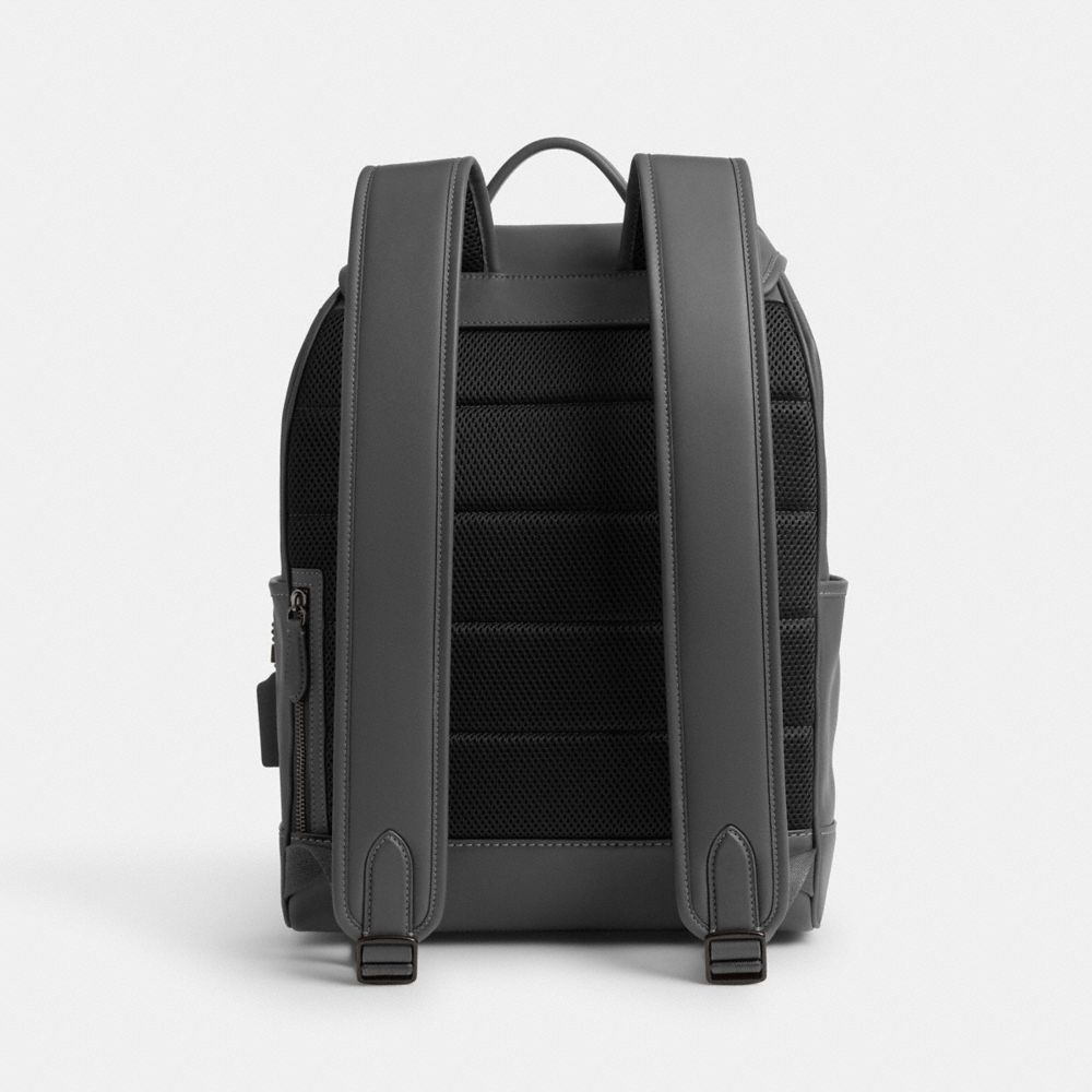 Coach League Flap Backpack In Charcoal
