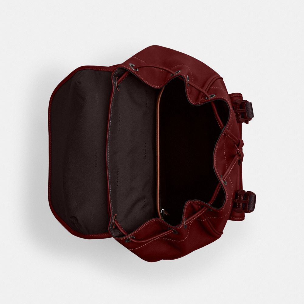 COACH®,League Flap Backpack,Leather,Backpack,Logo,Casual,Maroon,Inside View,Top View
