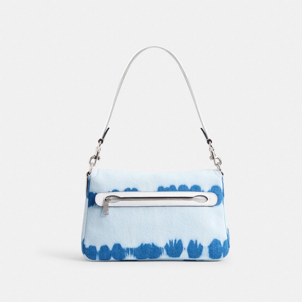 COACH®,Soft Tabby Shoulder Bag With Tie Dye,Leather,Cotton,Shoulder Bag,Color Block,Logo,Day Party,Blue,Back View