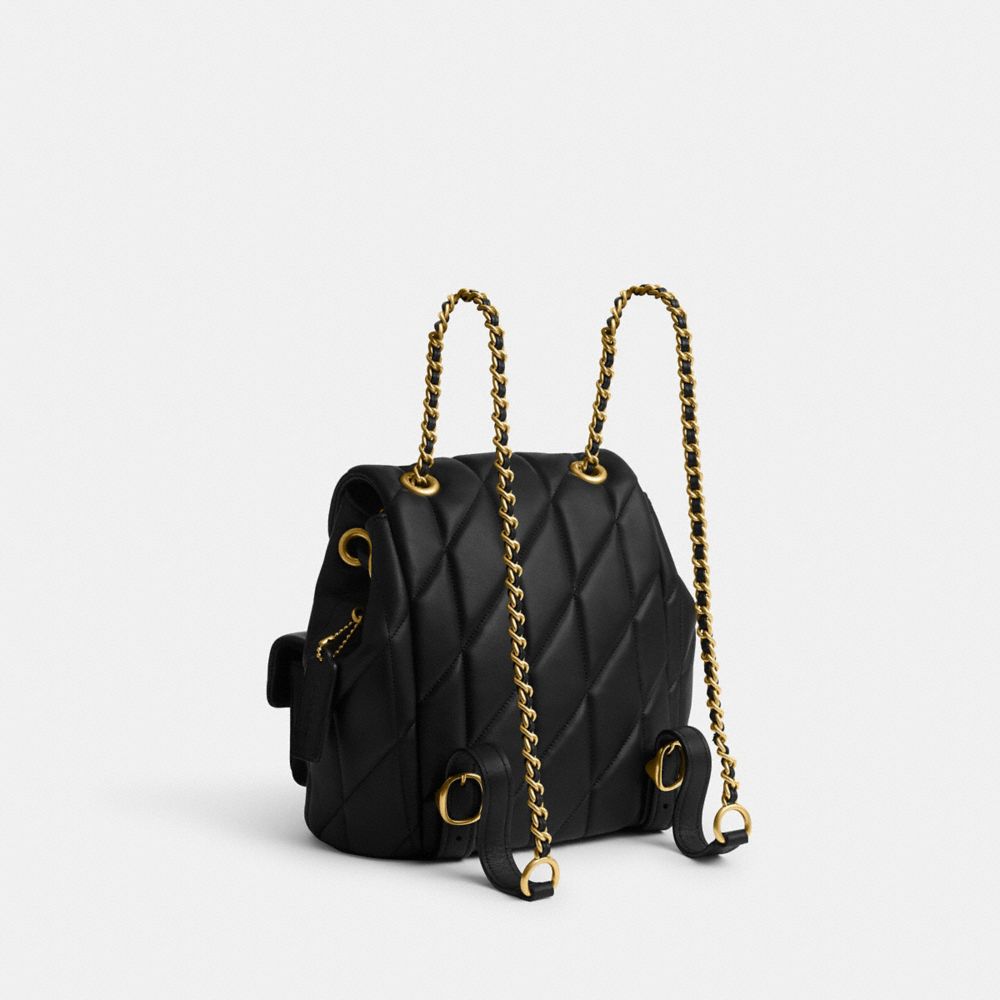 COACH®,TABBY BACKPACK WITH QUILTING,Nappa leather,Medium,Brass/Black,Angle View
