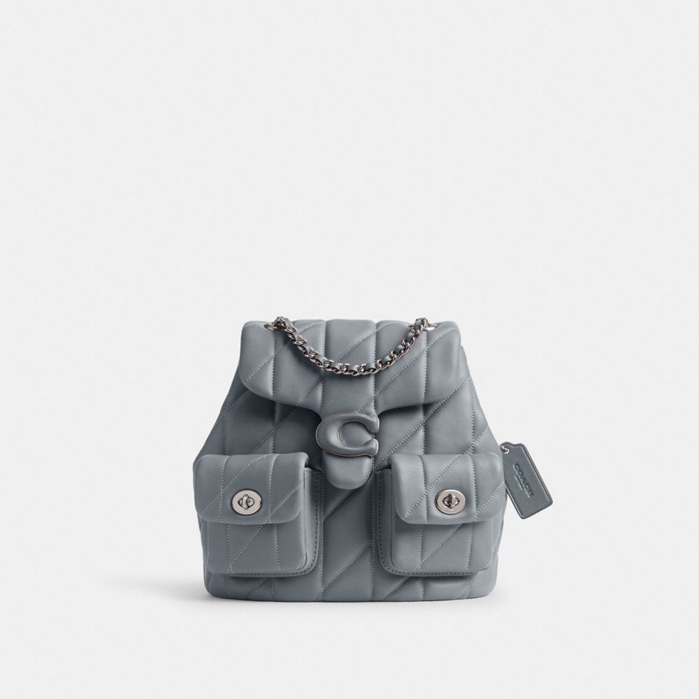 COACH®,TABBY BACKPACK WITH QUILTING,Medium,Silver/Grey Blue,Front View