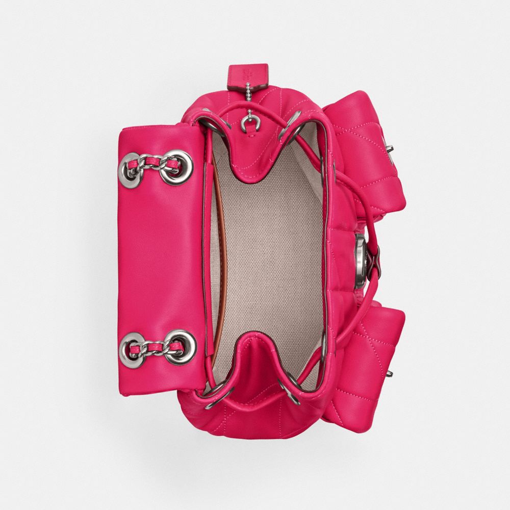 COACH®,SAC À DOS TABBY MATELASSÉ,Cuir nappa,Argent/Fruit du dragon,Inside View,Top View