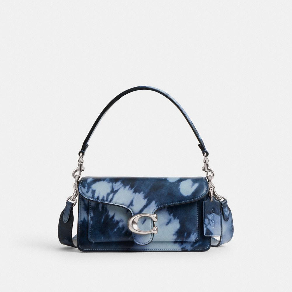 COACH®,TABBY SHOULDER BAG 20 WITH TIE-DYE PRINT,Leather,Small,Silver/Midnight Navy,Front View image number 0