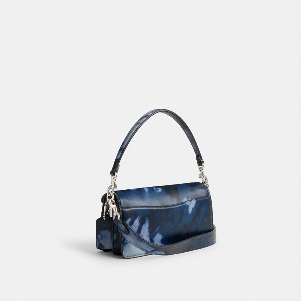 COACH®,TABBY SHOULDER BAG 20 WITH TIE-DYE PRINT,Leather,Small,Silver/Midnight Navy,Angle View