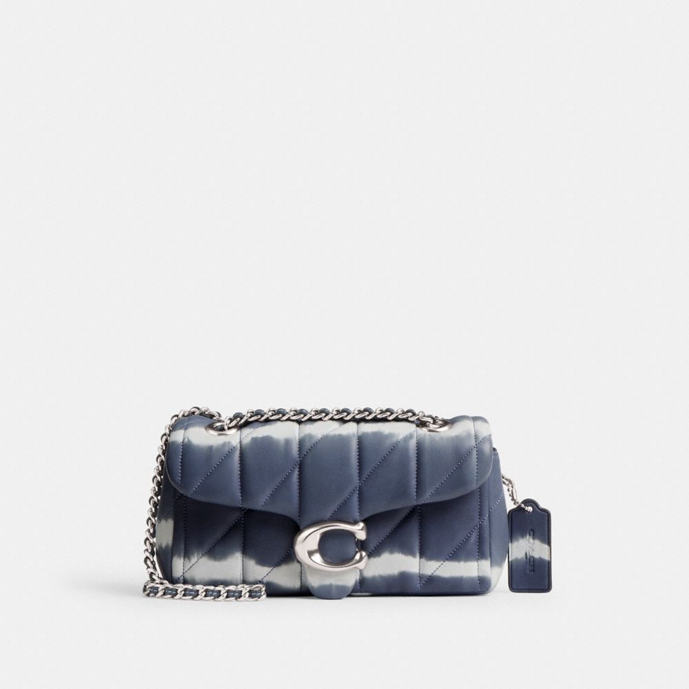 COACH®,TABBY SHOULDER BAG 20 WITH QUILTING AND TIE-DYE,Nappa leather,Small,Silver/Midnight Navy Multi,Front View