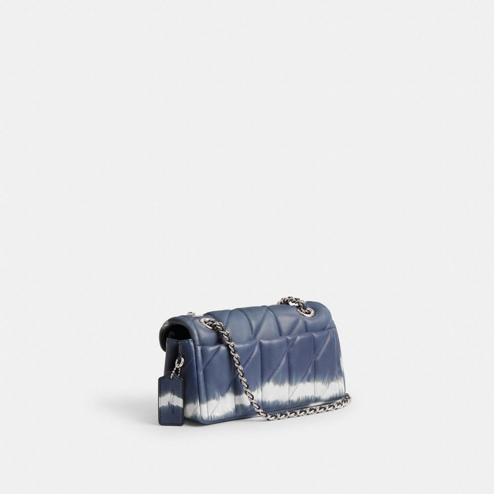 COACH®,TABBY SHOULDER BAG 20 WITH QUILTING AND TIE-DYE,Nappa leather,Small,Silver/Midnight Navy Multi,Angle View
