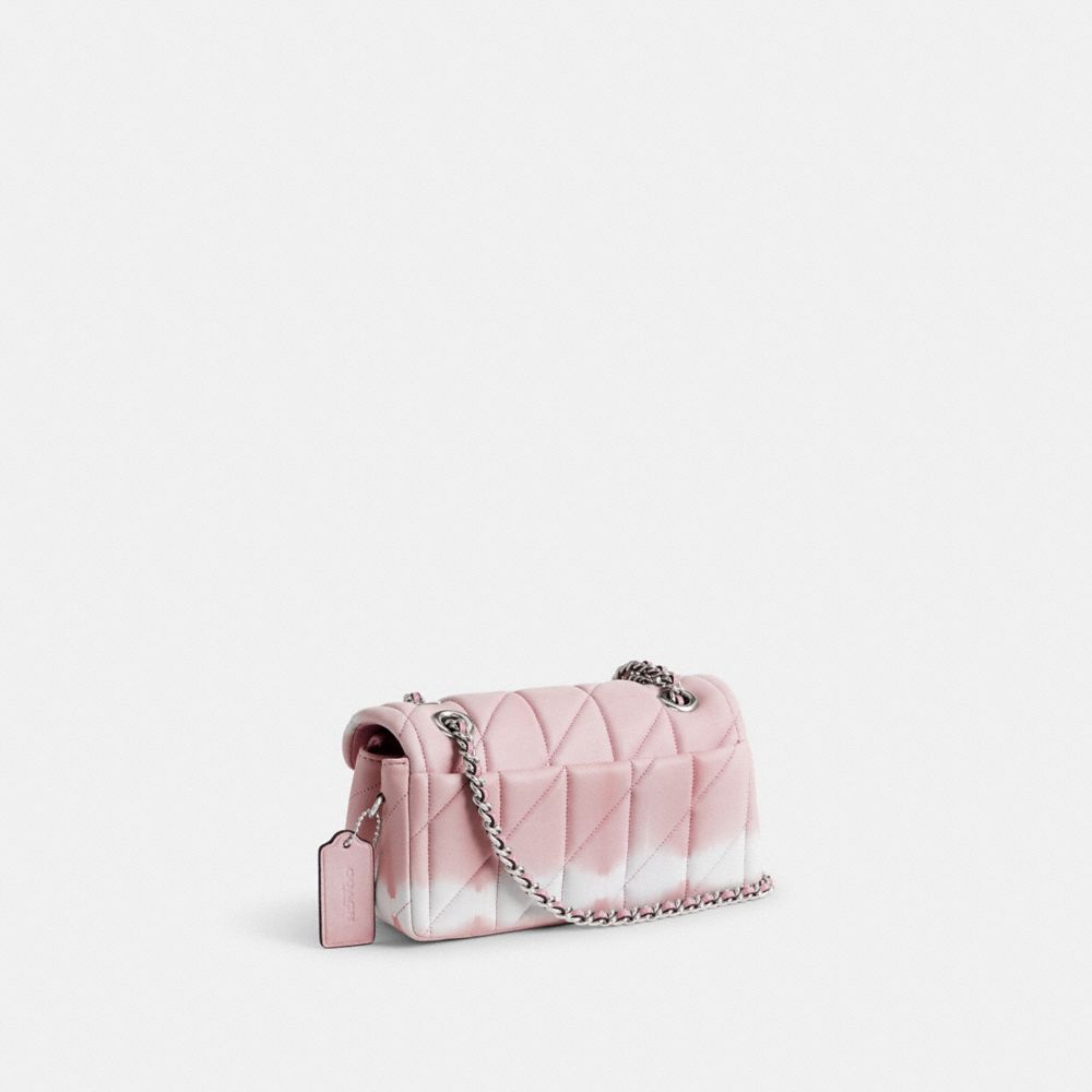 COACH®,Tabby Shoulder Bag 20 With Quilting And Tie Dye,Leather,Shoulder Bag,Chain Detail,Logo,Silver Metal,Day Party,Pink,Angle View