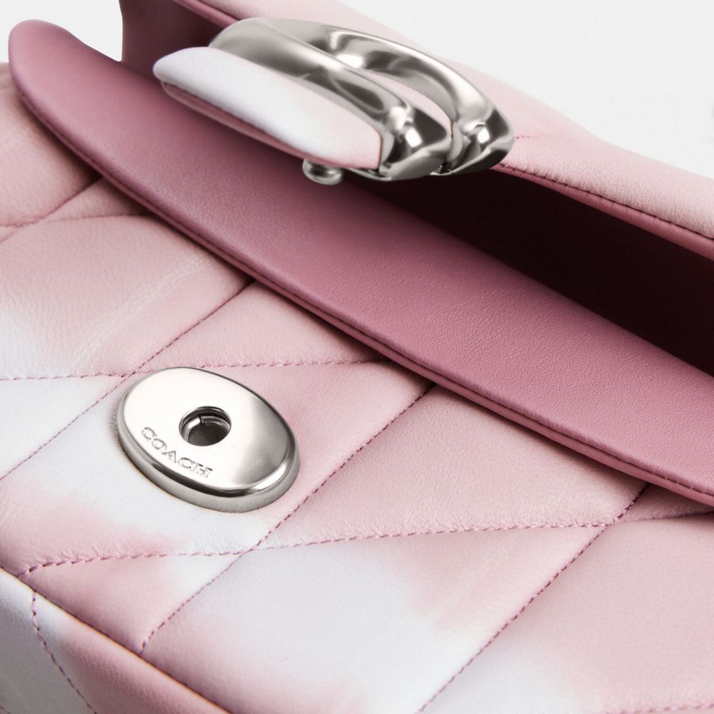 COACH®,Tabby Shoulder Bag 20 With Quilting And Tie Dye,Leather,Shoulder Bag,Chain Detail,Logo,Silver Metal,Day Party,Pink,Closer View