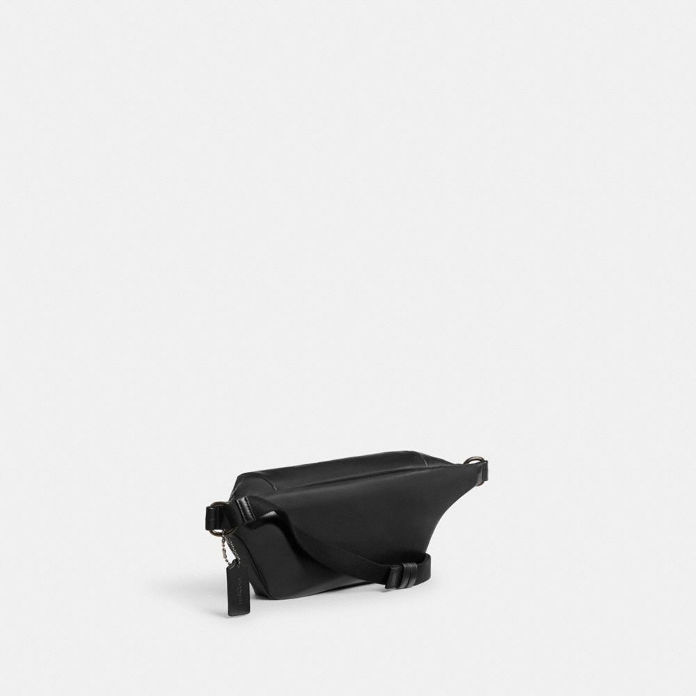 COACH®,Hall Belt Bag,Leather,Belt Bag,Metal,Logo,Adjustable,Casual,Black,Angle View