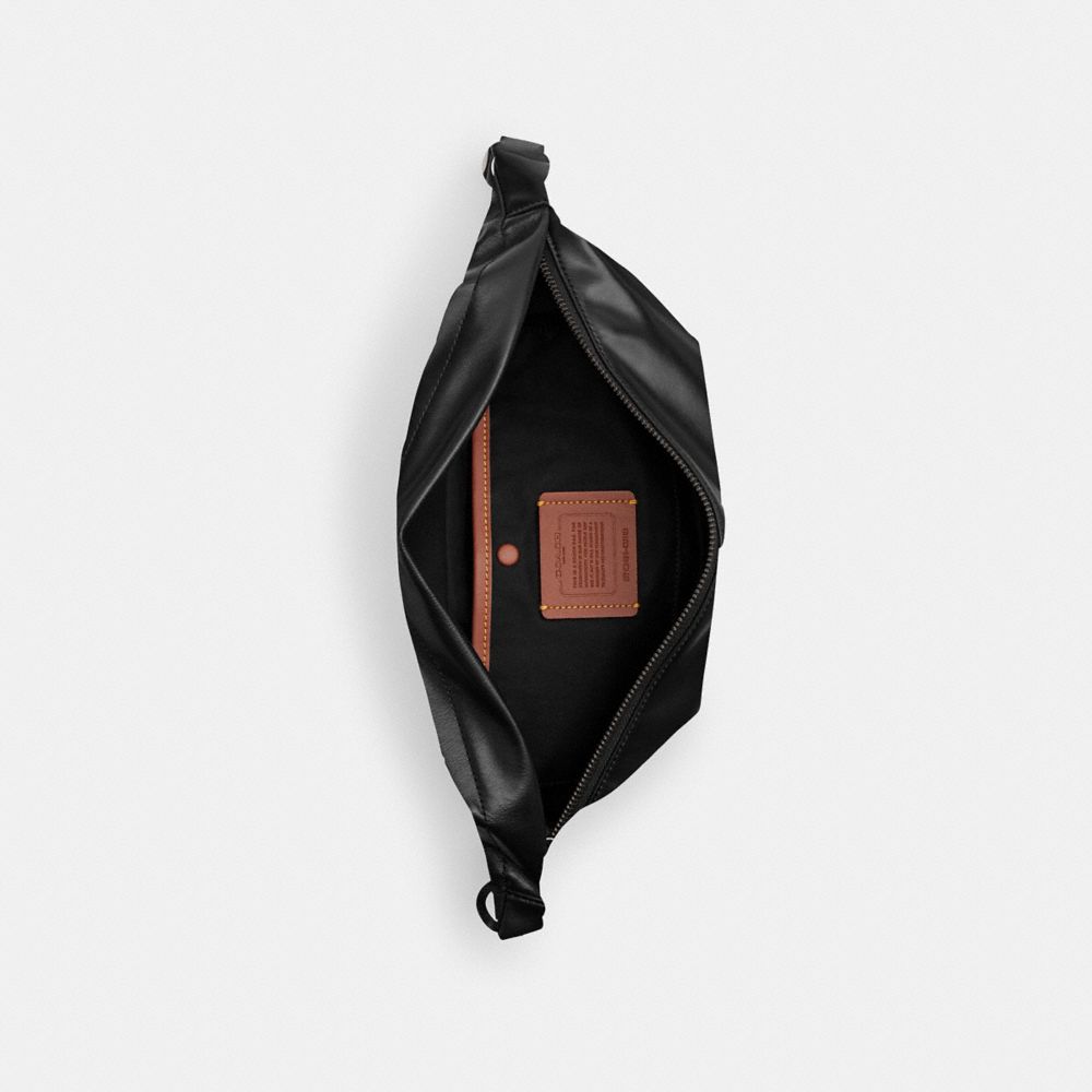 COACH®,Hall Belt Bag,Leather,Belt Bag,Metal,Logo,Engraved Detail,Adjustable,Casual,Black,Inside View,Top View