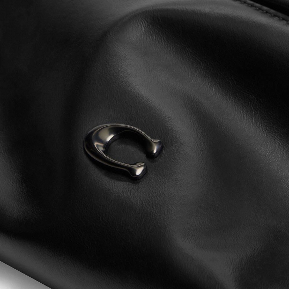 COACH®,Hall Belt Bag,Leather,Belt Bag,Metal,Logo,Engraved Detail,Adjustable,Casual,Black,Closer View