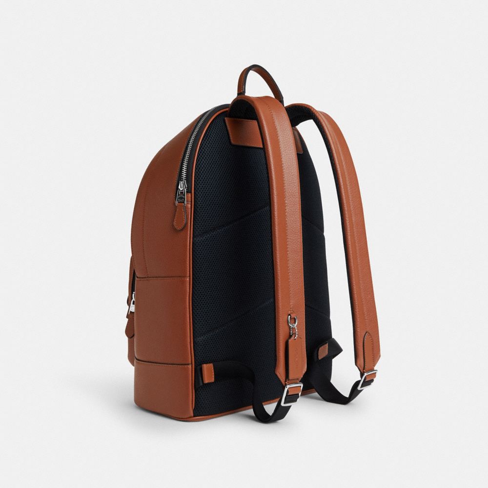 COACH®,WEST BACKPACK,Pebbled Leather,X-Large,Sv/Redwood,Angle View