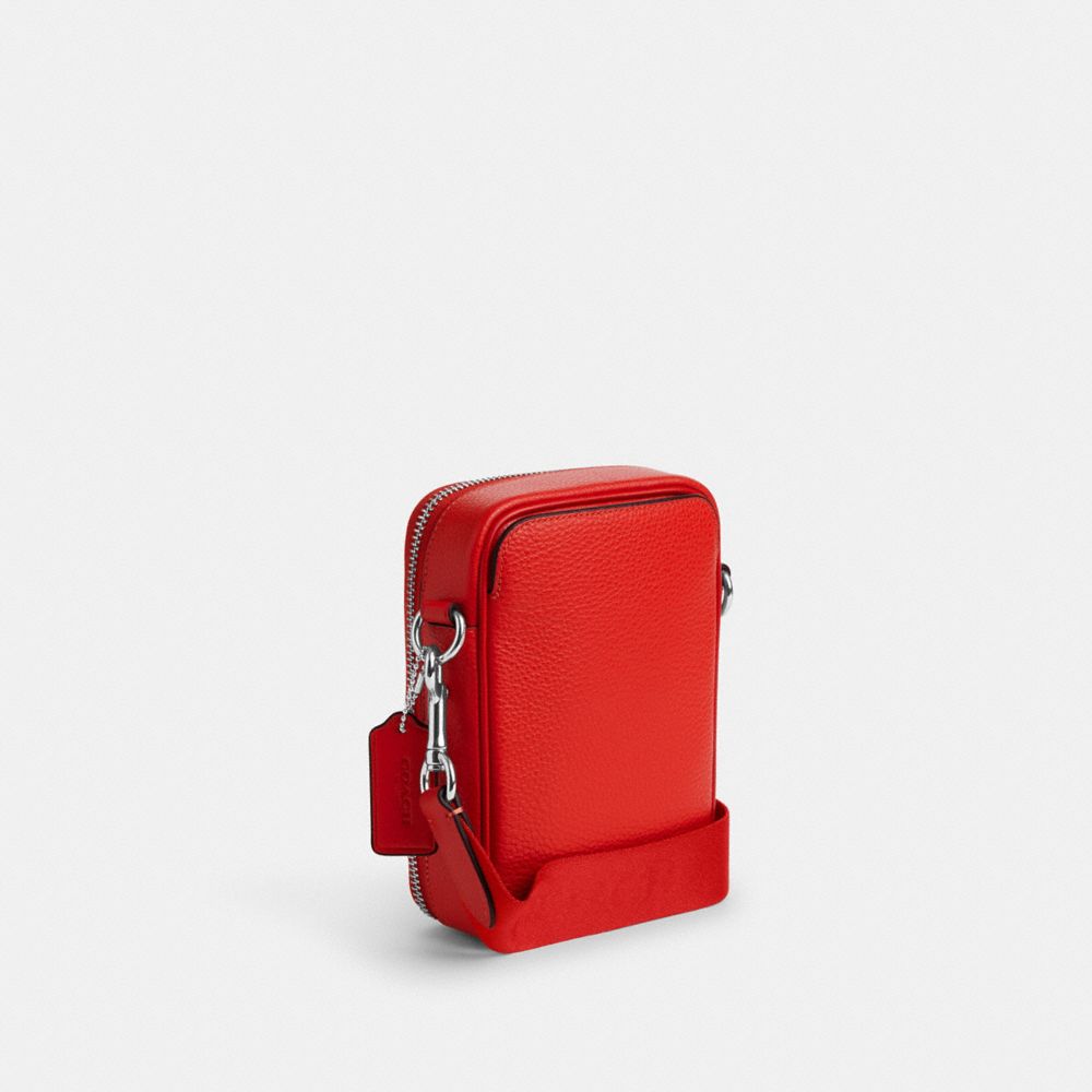 COACH®,PORTÉ-CROISÉ STANTON,Cuir,Argent/Rouge Miami,Angle View