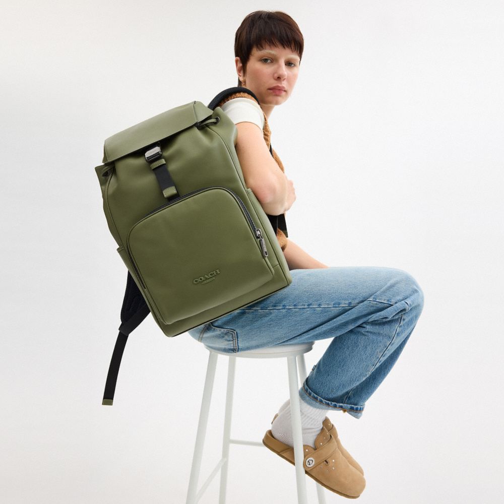 COACH®,レーサー バックパック,バックパック&リュック ,ﾐﾘﾀﾘｰ ｸﾞﾘｰﾝ