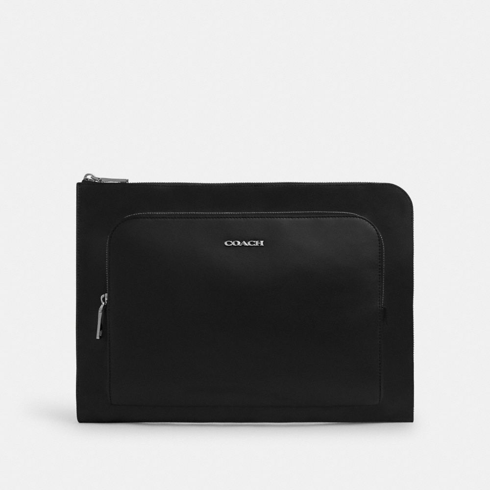 COACH®,ETHAN PORTFOLIO,Medium,Silver/Black,Front View