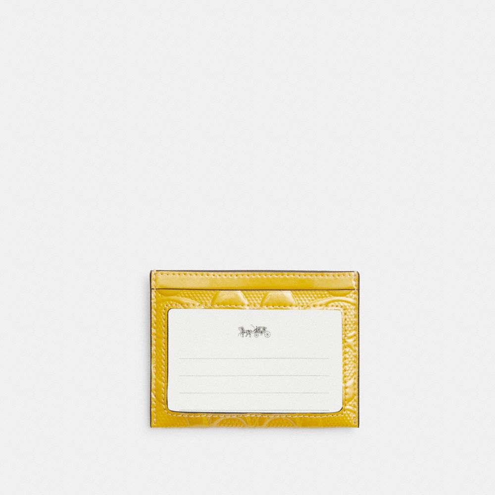 COACH®,Slim Id Card Case In Signature Leather,Card Case,Casual,Mustard,Back View