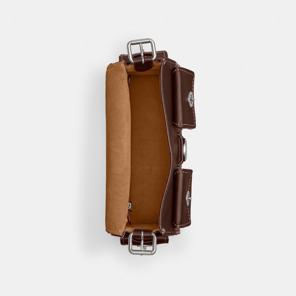 COACH®,Cargo Turnlock Soft Tabby,Leather,Shoulder Bag,Studded,Logo,Pen Holder,Casual,,Inside View,Top View