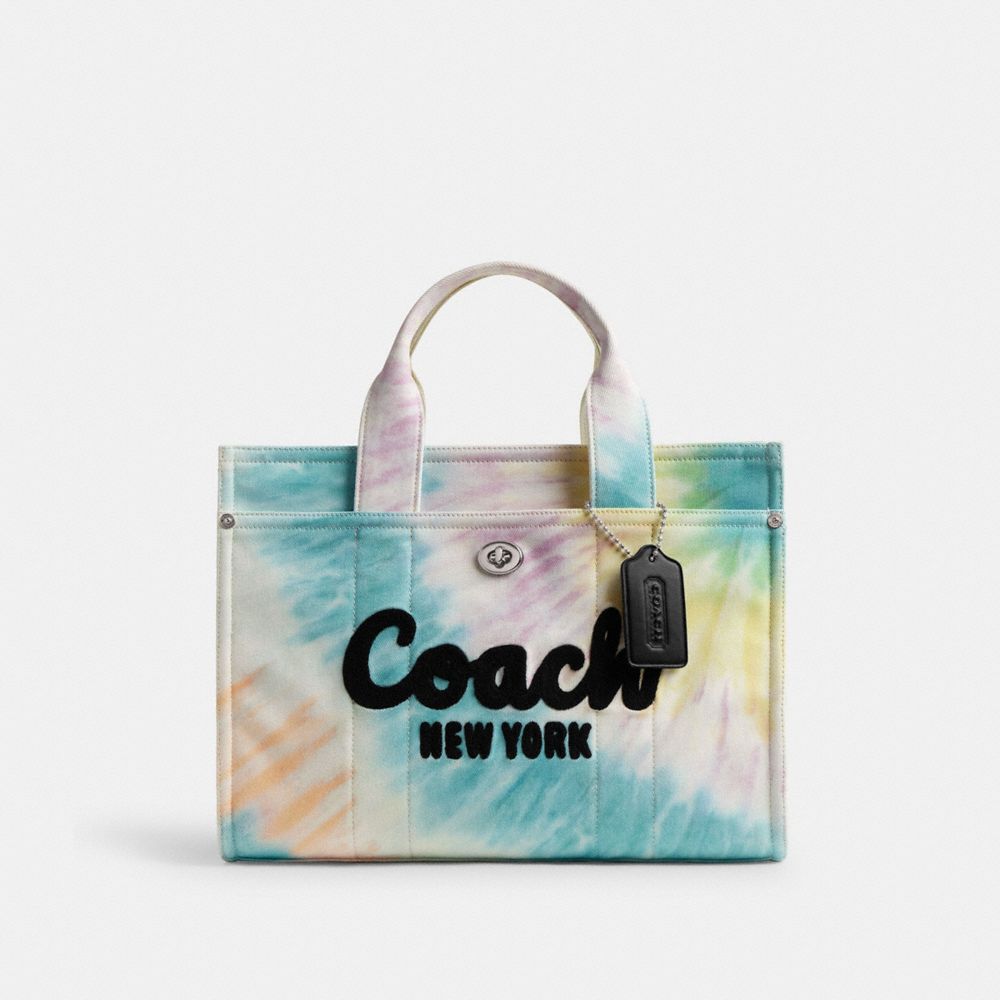 COACH®,CARGO TOTE BAG WITH RAINBOW TIE-DYE,X-Large,Silver/Multi,Front View
