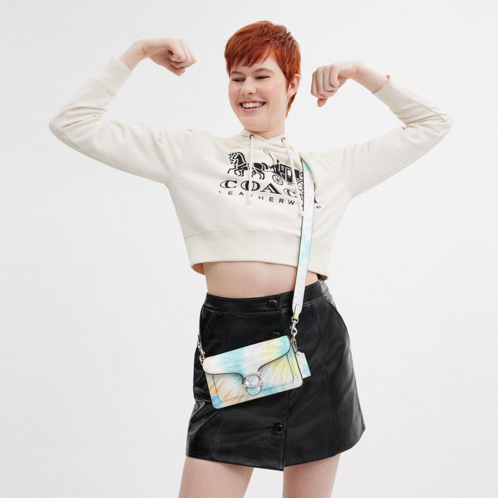 COACH®,Tabby Shoulder Bag 20 With Rainbow Tie Dye Print,Leather,Shoulder Bag,Logo,Silver Metal,Casual,Multi Color