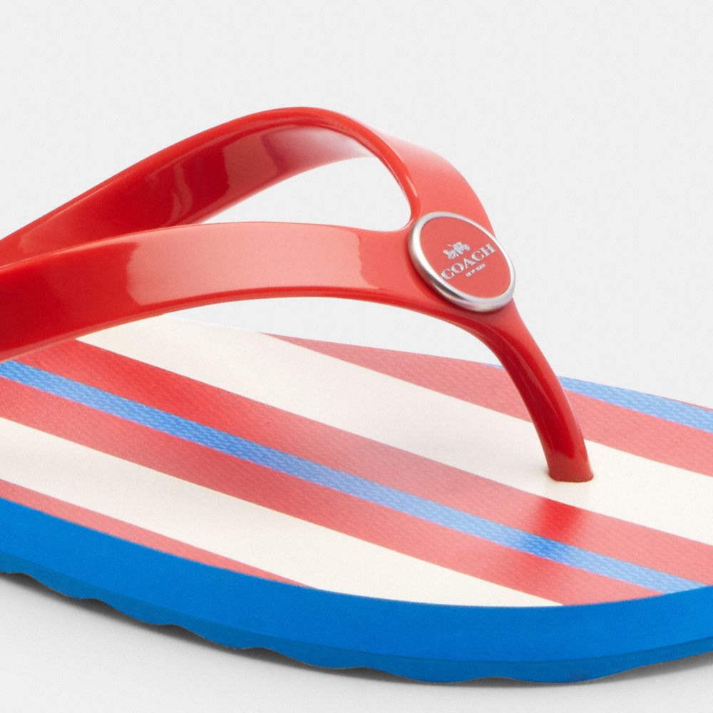 COACH®,Zayn Flip Flop With Stripe Print,Flip Flops,Pool,Red