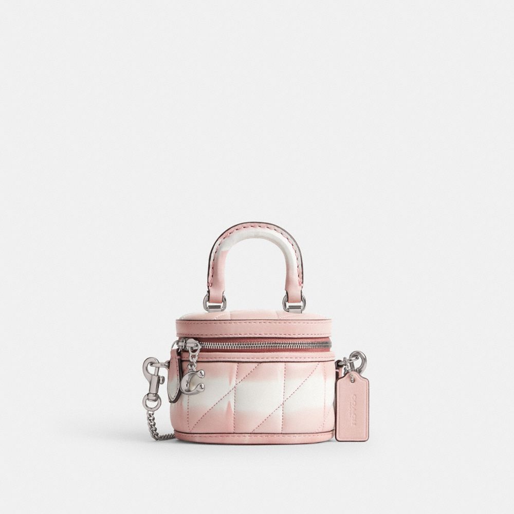 COACH®,SAC PORTÉ-CROISÉ TRAIL MATELASSÉ ET TEINT SUR NŒUDS,Argent/Rose multi,Front View