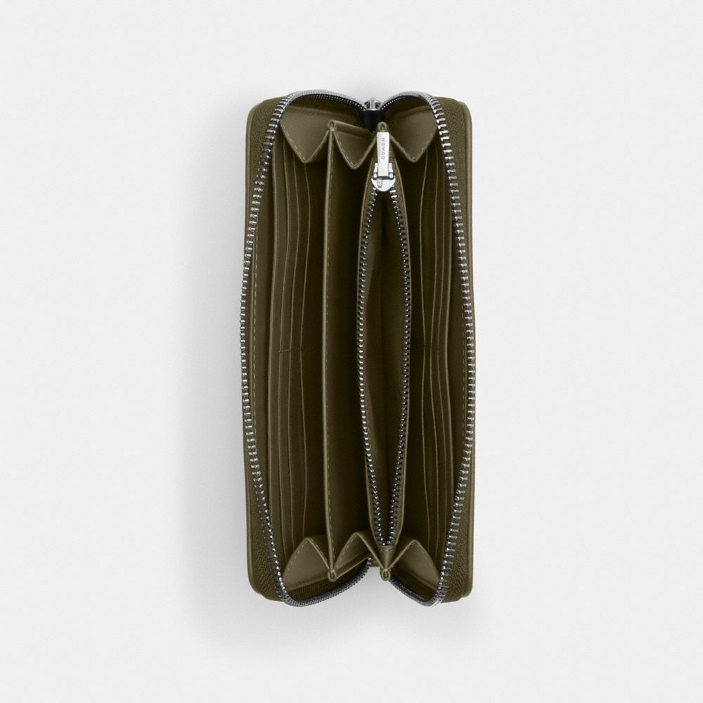 COACH®,Long Zip Around Wallet In Signature Jacquard,Continental,Casual,Olive,Inside View,Top View