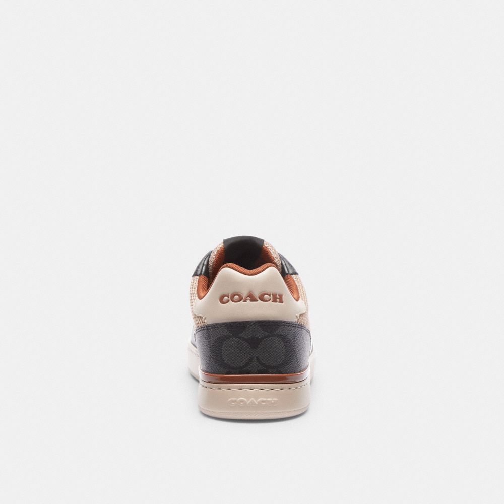 COACH®,Clip Court Sneaker In Colorblock Signature Canvas,Mesh,Rubber,EVA,Canvas,Leather,Casual,Fabric,Perforated,Color Blo...,Beige,Alternate View