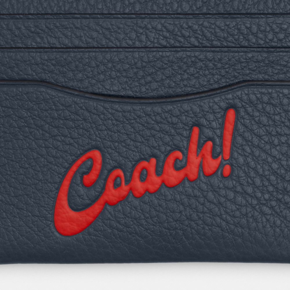 COACH®,SLIM ID CARD CASE WITH COACH GRAPHIC,Denim/Red