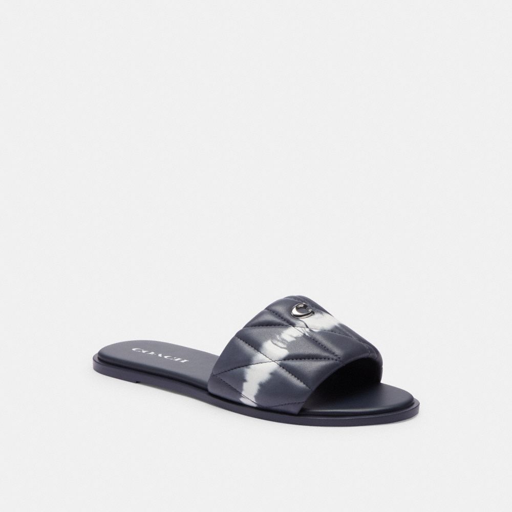 COACH®,HOLLY SANDAL WITH TIE-DYE,Leather,Midnight Navy,Front View image number 0