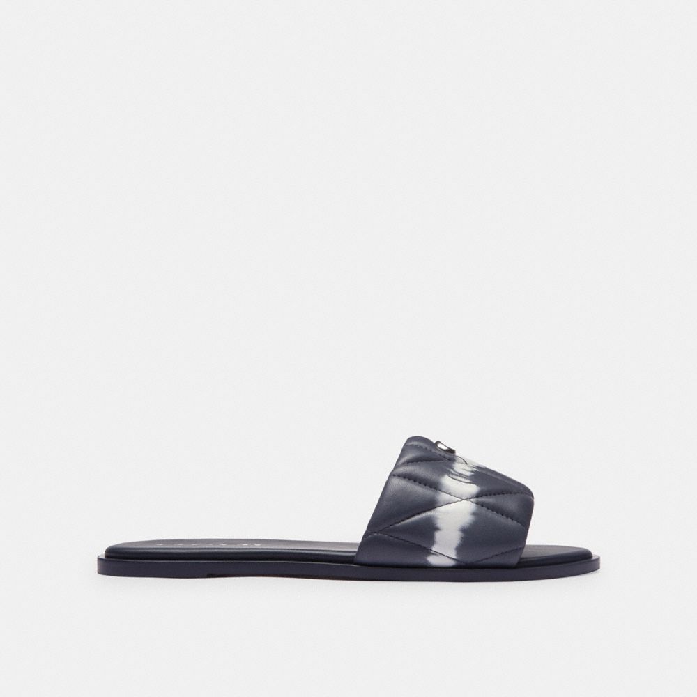COACH®,HOLLY SANDAL WITH TIE-DYE,Leather,Midnight Navy,Angle View