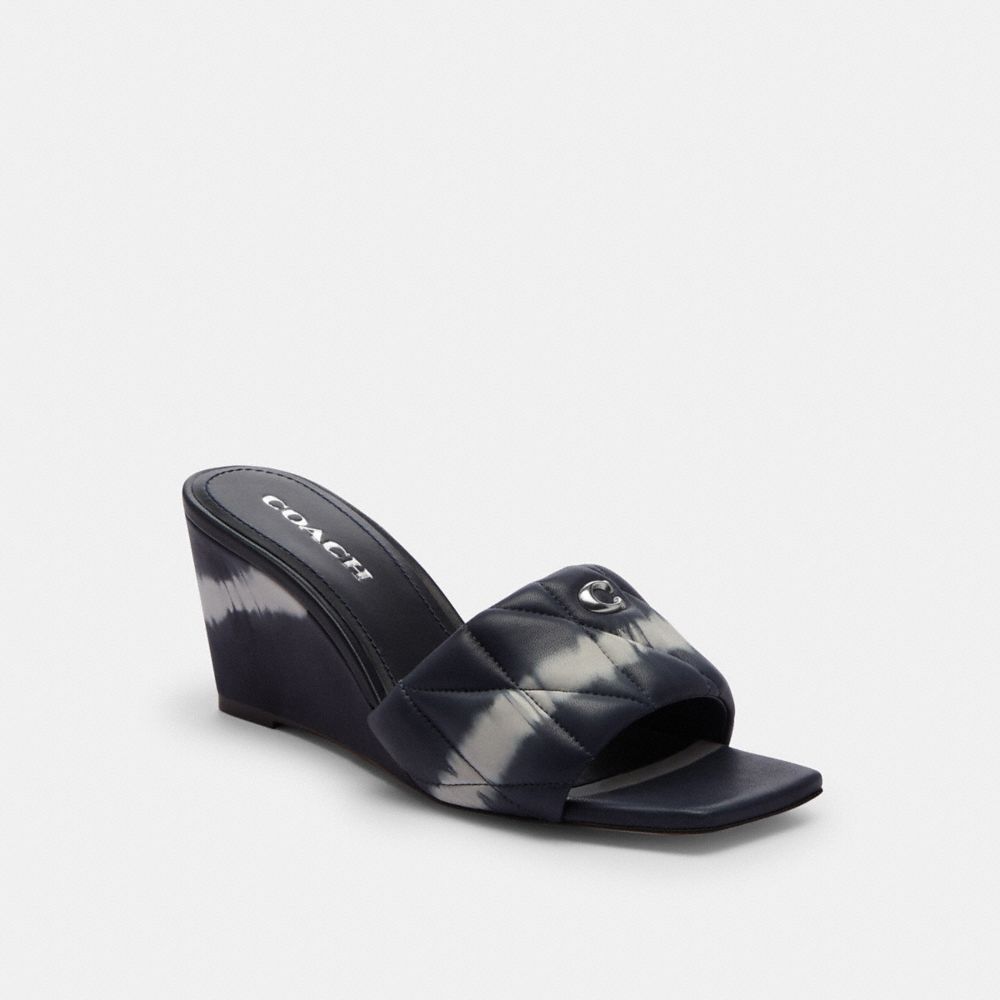COACH®,EMMA WEDGE WITH TIE-DYE,Leather,Midnight Navy,Front View