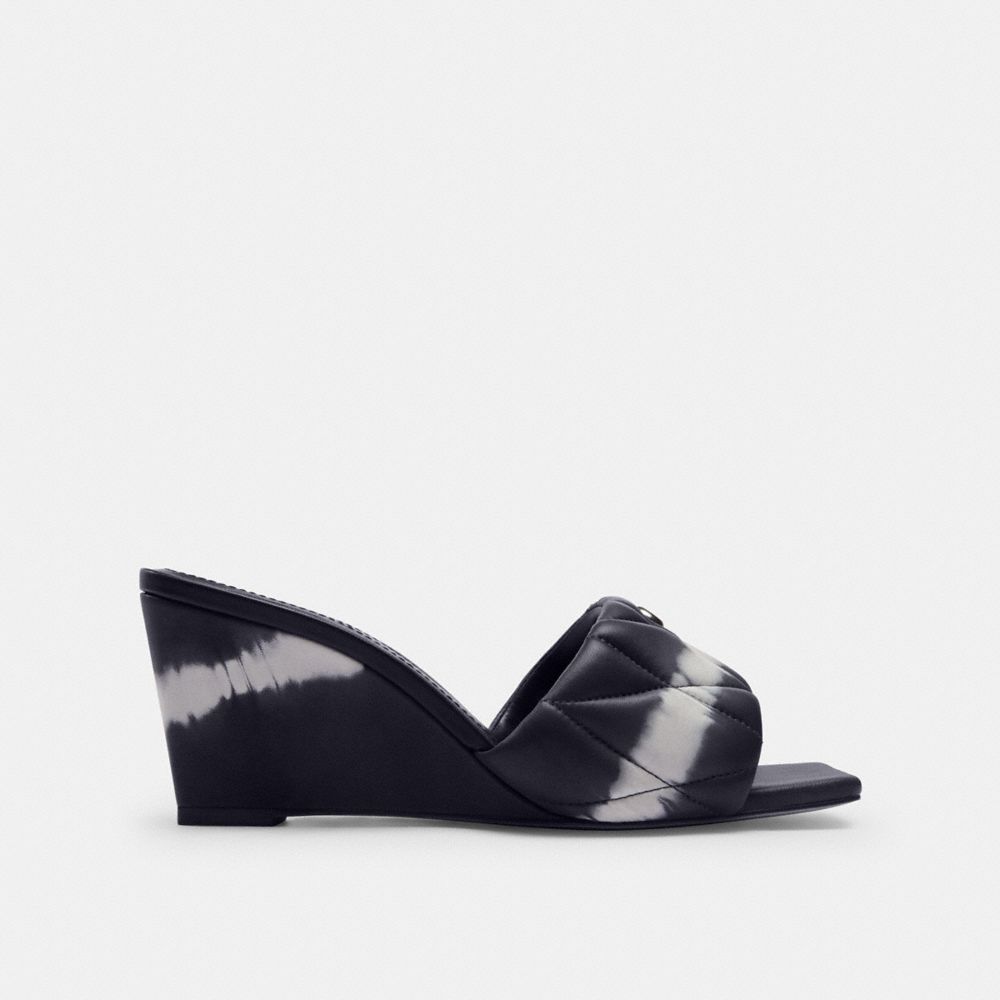 COACH®,EMMA WEDGE WITH TIE-DYE,Leather,Midnight Navy,Angle View