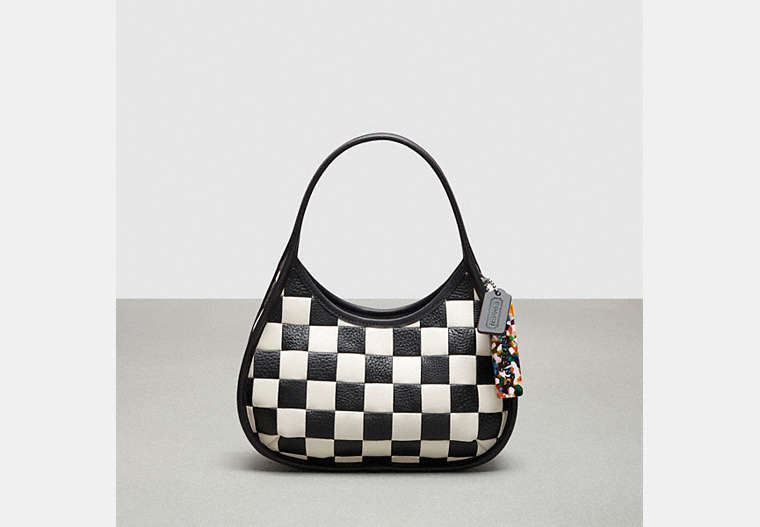 COACH®,Ergo Bag in Checkerboard Patchwork Upcrafted Leather,Small,Black/Chalk,Front View
