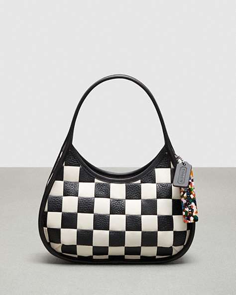 COACH®,Ergo Bag in Checkerboard Patchwork Upcrafted Leather,Small,Black/Chalk,Front View