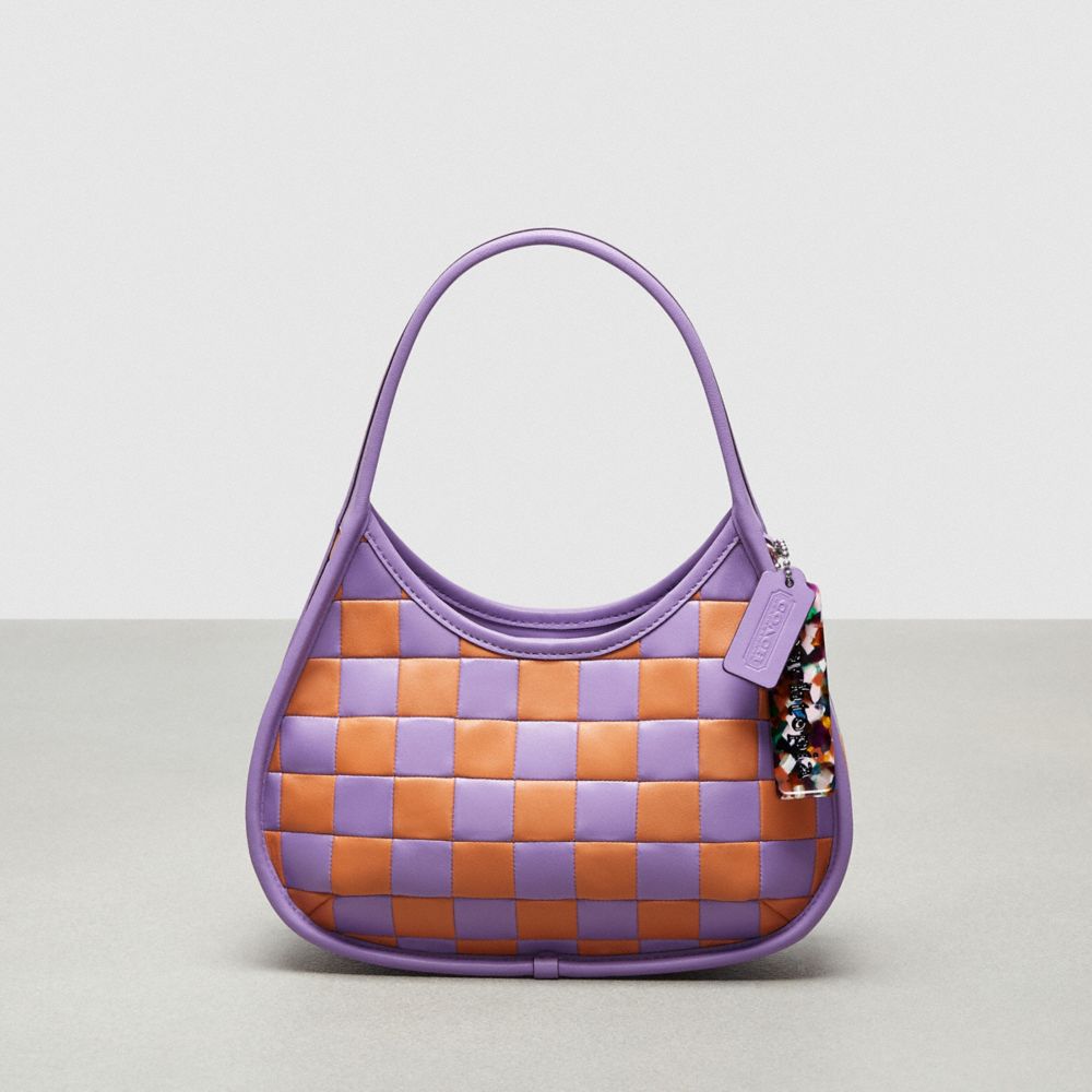 COACH®,Ergo Bag in Checkerboard Patchwork Upcrafted Leather,Small,Iris/Faded Orange,Front View