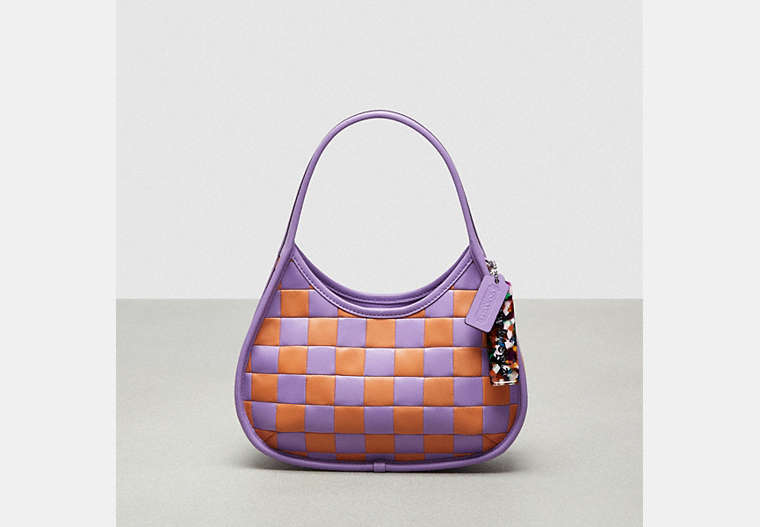 COACH®,Ergo Bag in Checkerboard Patchwork Upcrafted Leather,Small,Iris/Faded Orange,Front View image number 0
